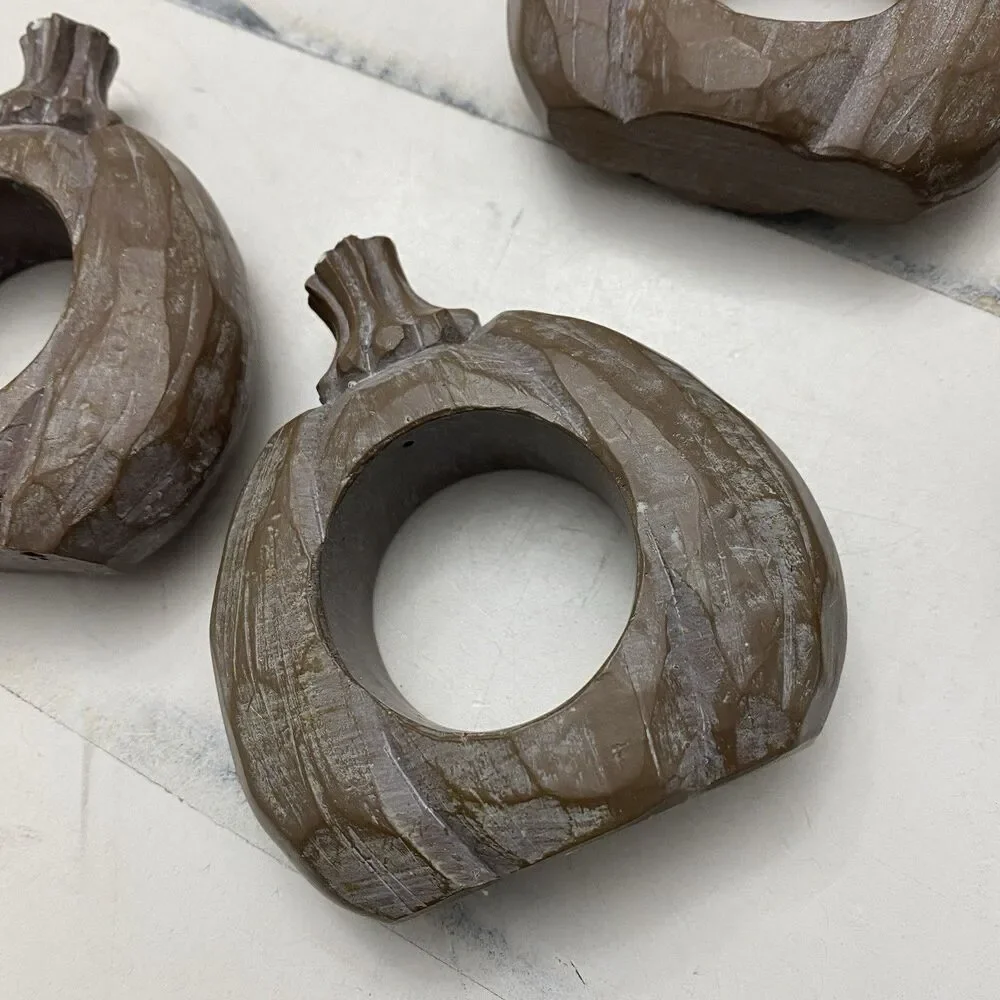 Set of 4 Autumn Pumpkin Napkin Rings Fall Harvest Thanksgiving Table Heavy